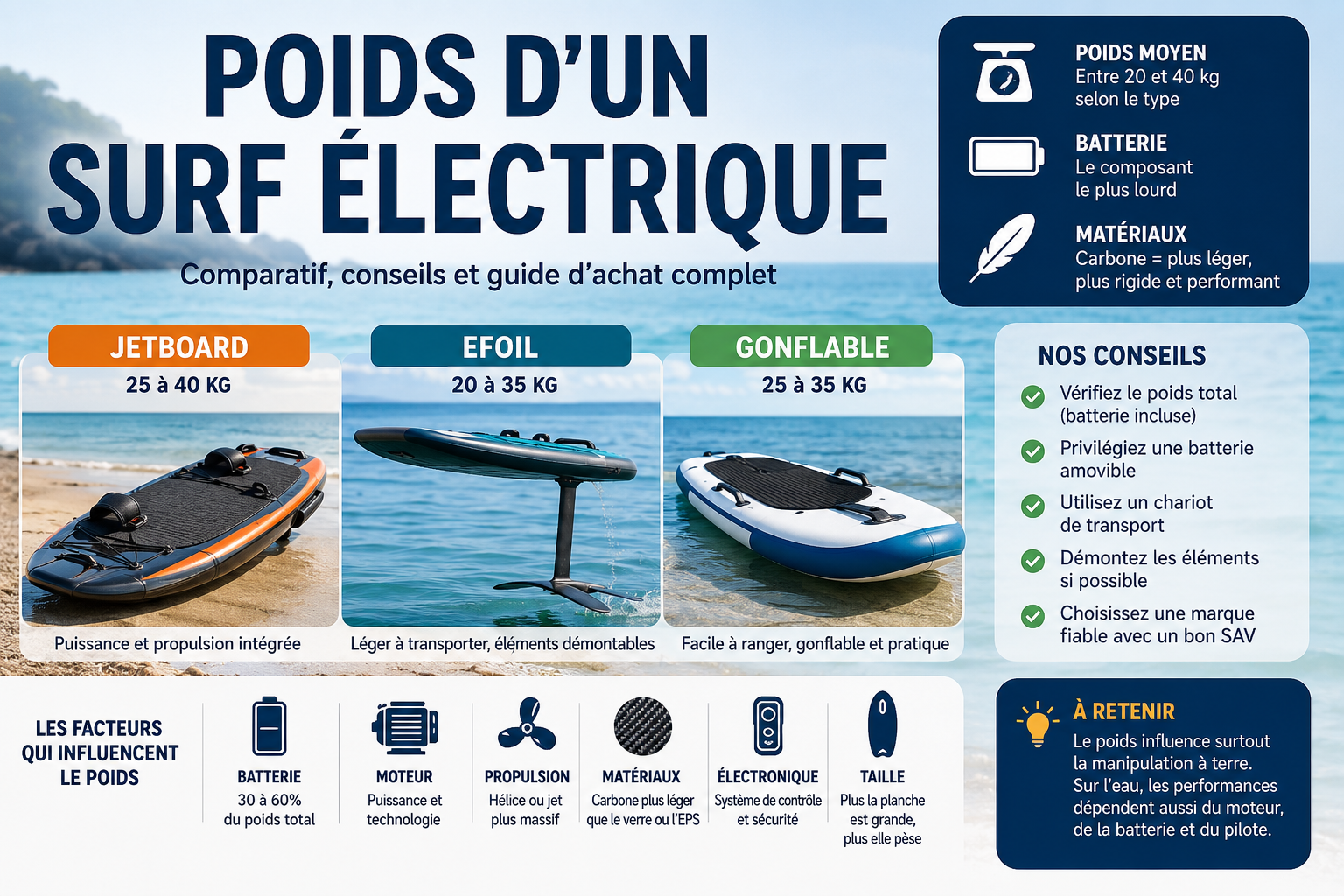 Poids d'un Surf Électrique : Guide Complet et Comparatif