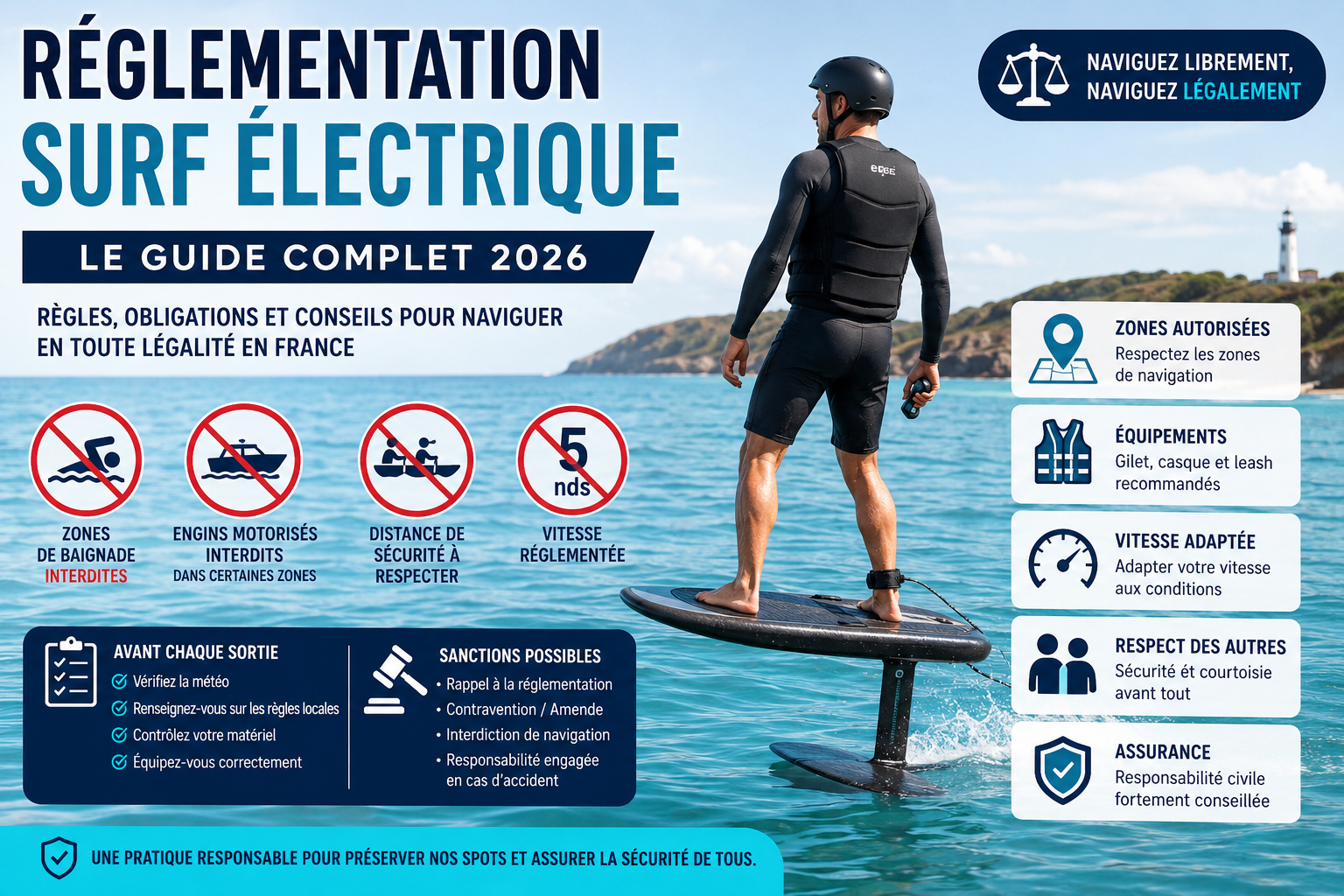 Réglementation surf électrique : règles, obligations et conseils