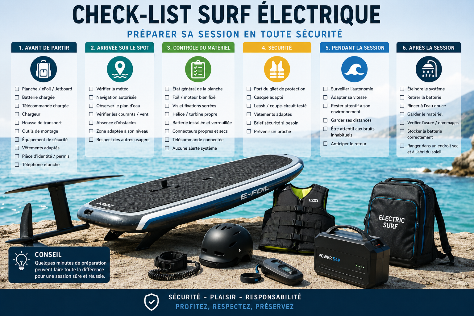 Check-list surf électrique : préparer sa session eFoil et jetboard