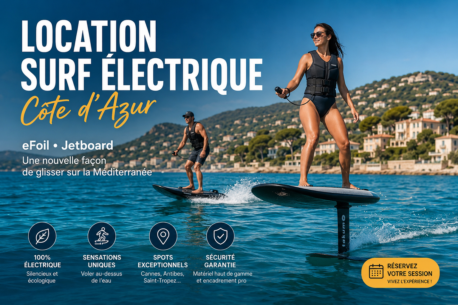 Location surf électrique Côte d'Azur : eFoil et jetboard