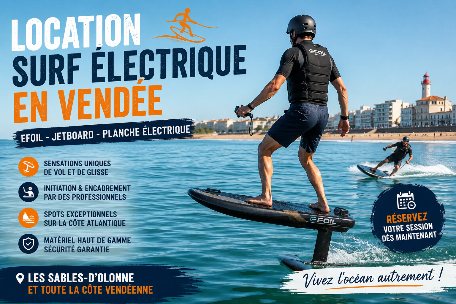 Location surf électrique Vendée : eFoil et jetboard Atlantique