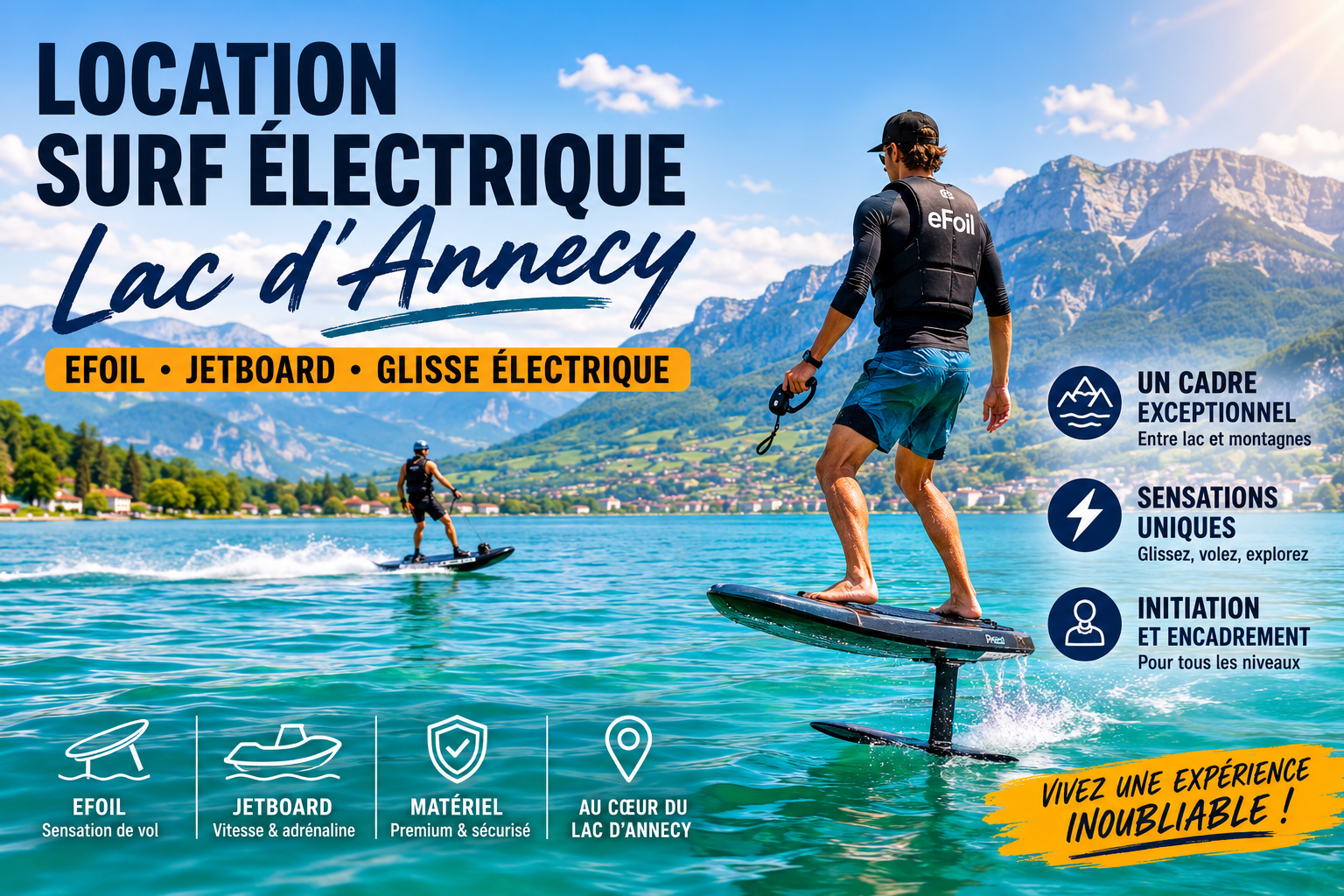 Location surf électrique Annecy : eFoil et jetboard sur le lac